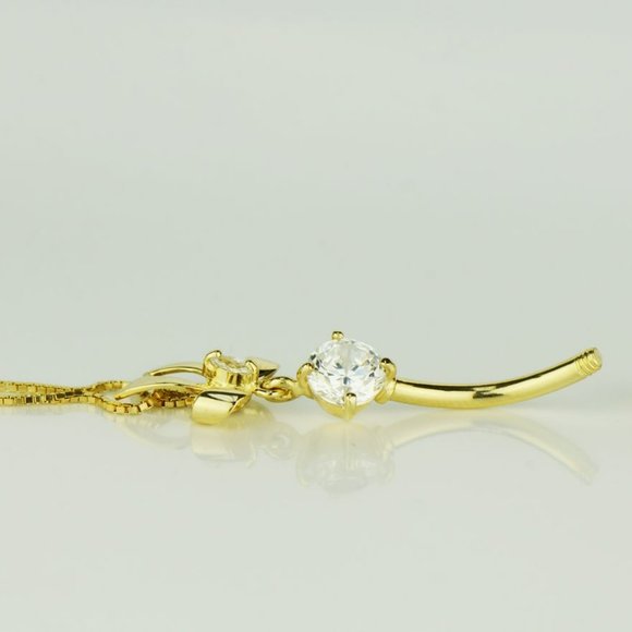 14K Solid Gold Bow Tie Belly Rings Piercings CZ Stones for Womens Chain Piercing - Picture 4 of 5